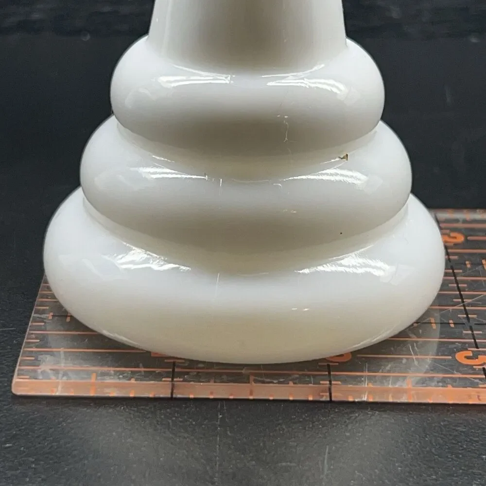 Vintage Randall Milk Glass-3 Ring /Beehive -Flower/ Bud Vase 1960 Art Deco 6
